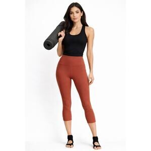 Lululemon Cropped Leggings Size 8 Rust Clay Brown High Rise Luxtreme